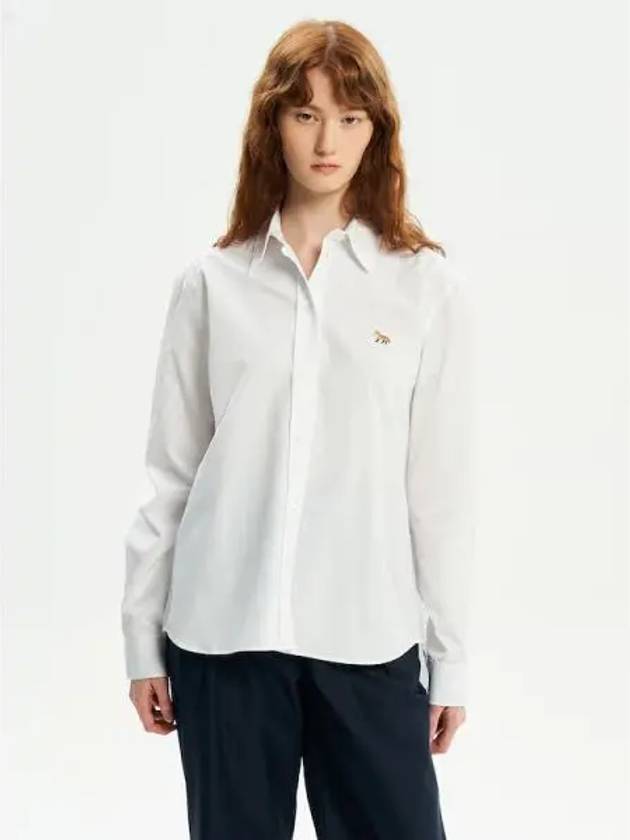 Women s Classic Shirt Blouse Southern Fox Patch Cotton Poplin White Domestic Product - MAISON KITSUNE - BALAAN 1