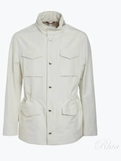 Stand-Up Collar Linen Blend Coat Offwhite - BRUNELLO CUCINELLI - BALAAN 2