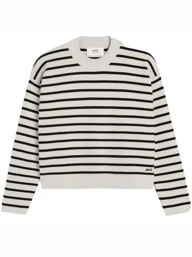 Striped Cotton Wool Knit Top - AMI - BALAAN 2