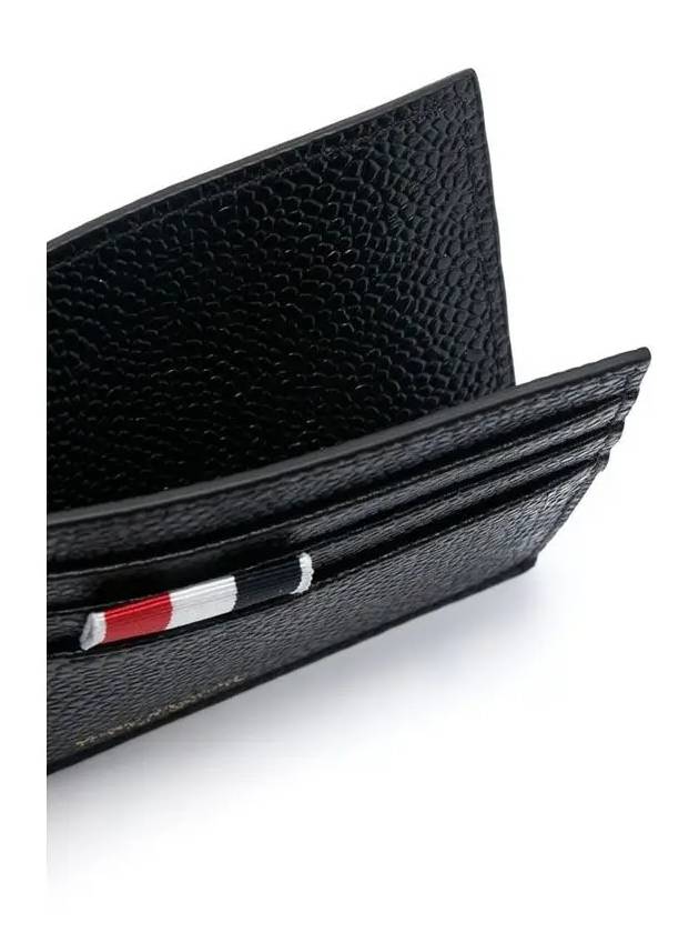 Pebble Grain Leather Stripe Note Compartment Card Wallet Black - THOM BROWNE - BALAAN 5