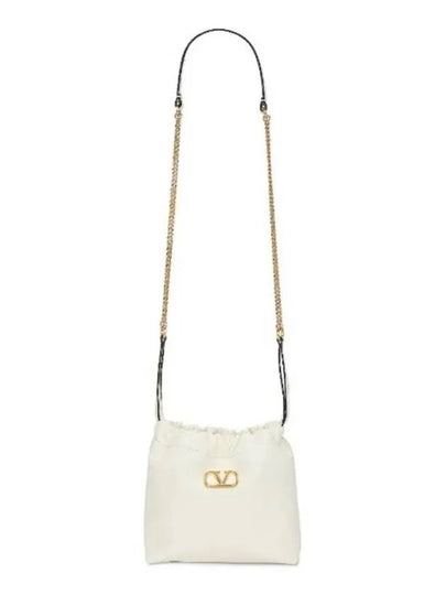 V Logo Drawstring Chain Bucket Bag White - VALENTINO - BALAAN 2