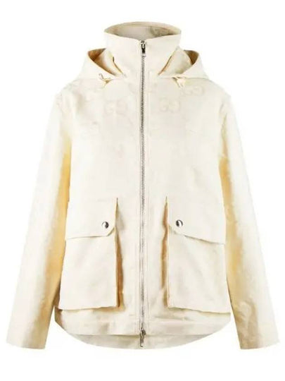 Jumbo GG Canvas Puffer Hooded Jacket White - GUCCI - BALAAN 2