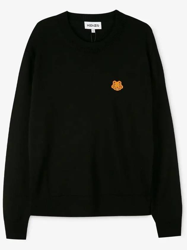 Men's Tiger Patch Crest Knit Top Black - KENZO - BALAAN 3