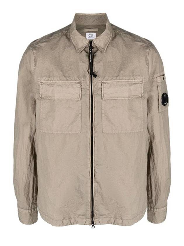 Taylon L Lens Shirt Zip Up Jacket Beige - CP COMPANY - BALAAN 3