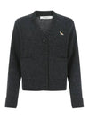 Baby Fox Patch Boxy Cardigan Dark Grey Melange - MAISON KITSUNE - BALAAN 3