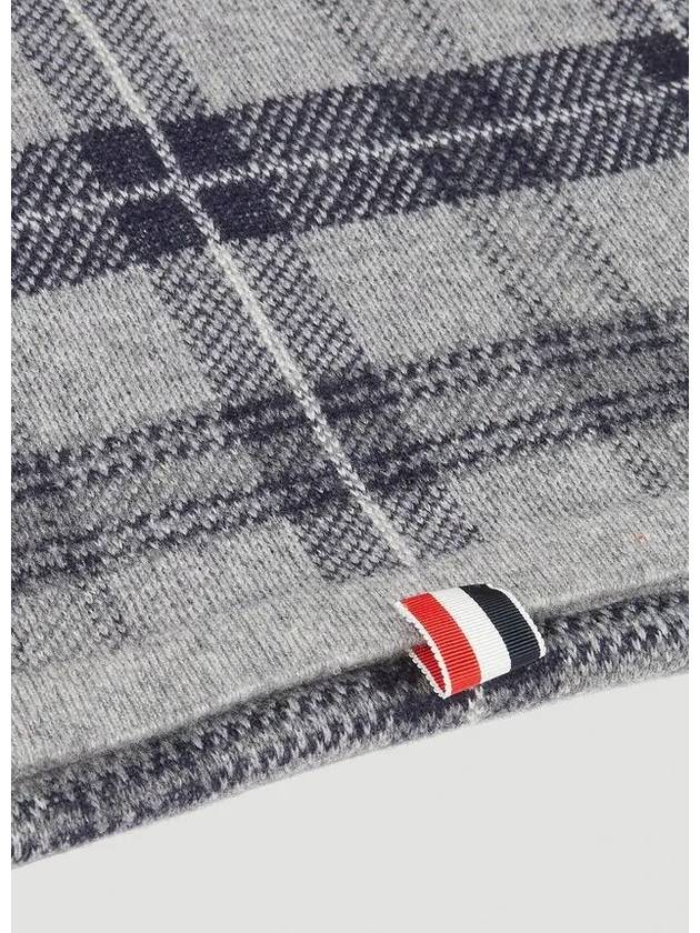 Tartan Check Wool Cashmere Muffler Grey - THOM BROWNE - BALAAN 6