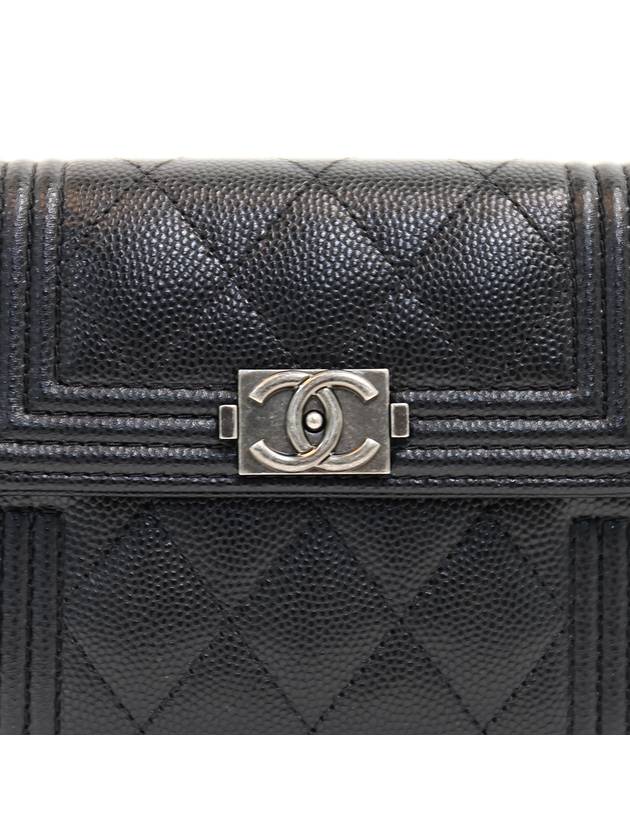 Boy  Small Flap Wallet Caviar Leather & Ruthenium Black - CHANEL - BALAAN 6