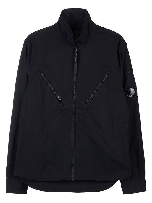 Men's Lens Wappen Zip-Up Jacket Black - CP COMPANY - BALAAN 1