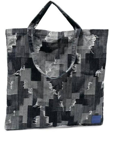 Denim Patchwork Distressed Tote Bag - MARCELO BURLON - BALAAN 1