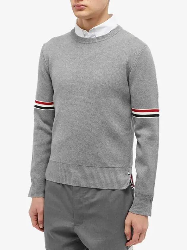 Men's Milan Stitch Armband Crew Neck Knit Top Light Grey - THOM BROWNE - BALAAN 3