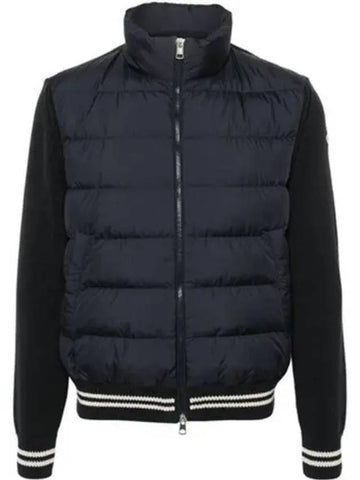 Logo Patch Knit Down Mix Zip Up Navy Black Men s Jacket 271155 - MONCLER - BALAAN 1