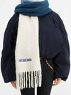 L'echarpe Moisson Embroidered Logo Alpaca Wool Muffler Navy - JACQUEMUS - BALAAN 3