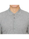 RWB Button Ribbed Polo Wool Knit Top Grey - THOM BROWNE - BALAAN 6