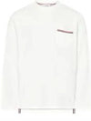 Men's Three Stripes Pocket Lining Long Sleeve T-Shirt White - THOM BROWNE - BALAAN 2