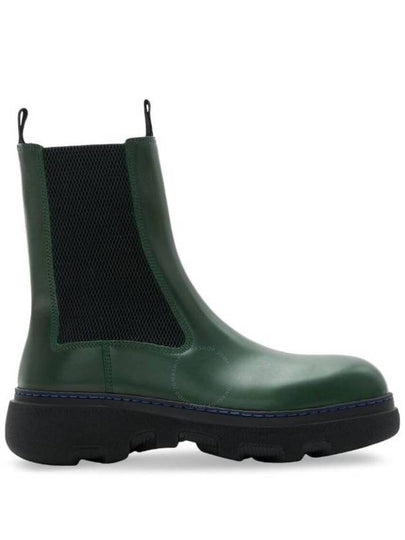 Creeper Leather Chelsea Boots Green - BURBERRY - BALAAN 2