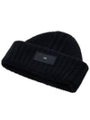 Logo Knit Beanie Black - Y-3 - BALAAN 4