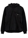 Triangle Logo Wool Nylon Gabardine Hooded Jacket Black - PRADA - BALAAN 2