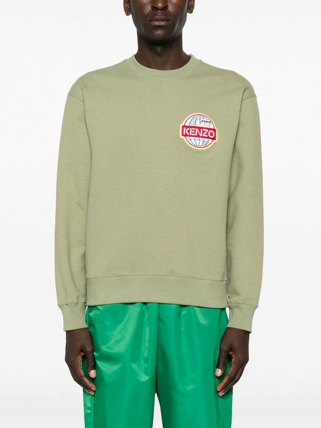 Men's Travel Logo Patch Cotton Sweatshirt Khaki - KENZO - BALAAN 4