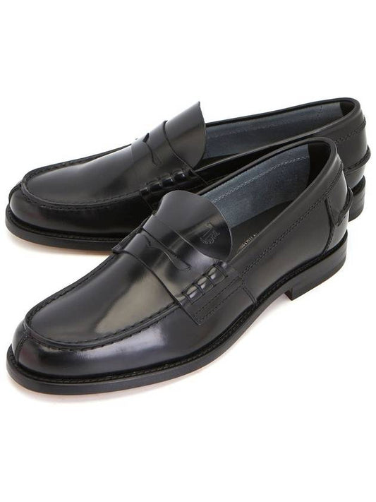 Stamped Monogram Semi-Shiny Leather Loafers Black - TOD'S - BALAAN 2