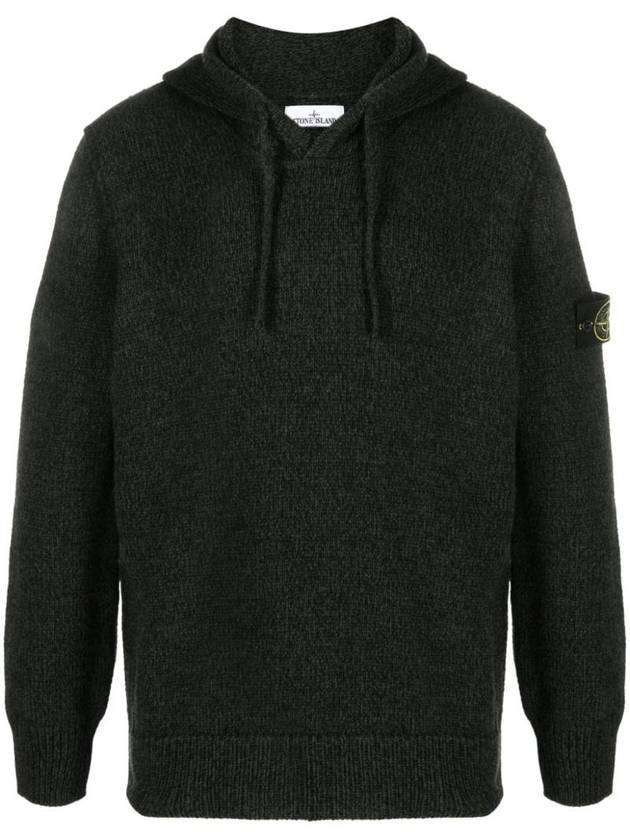 Compass Patch Crew Neck Hoodie Black - STONE ISLAND - BALAAN 1