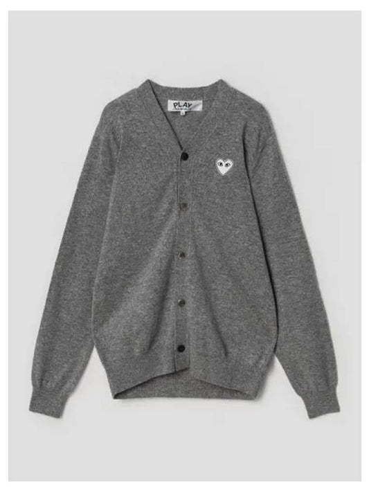 Unisex White Heart Wappen Spring Fall Cardigan Light Gray Domestic Product GM0024010927797 - COMME DES GARCONS PLAY - BALAAN 1