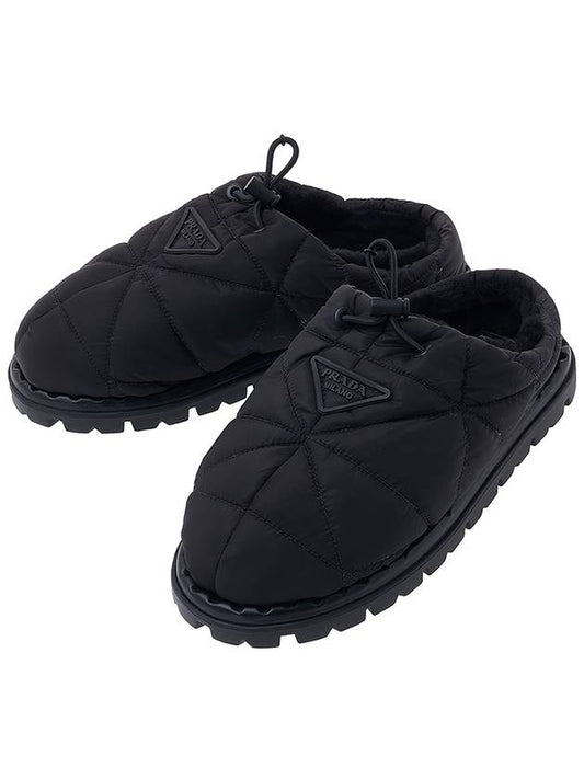 padded nylon quilted slippers black - PRADA - BALAAN.