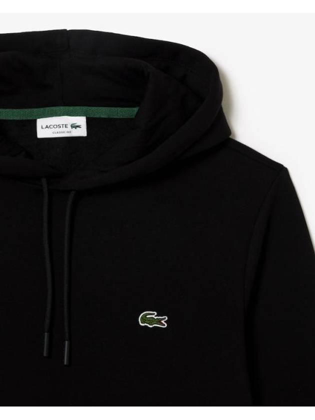 Logo Patch Organic Cotton Hoodie Black - LACOSTE - BALAAN 4