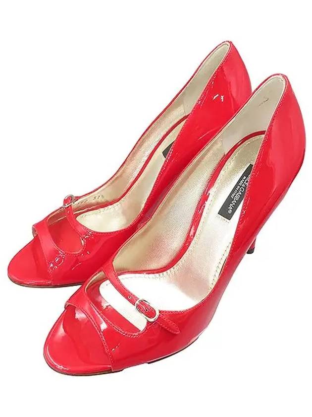 7592 Red color enamel open toe pumps women s shoes 245MM - DOLCE&GABBANA - BALAAN 5