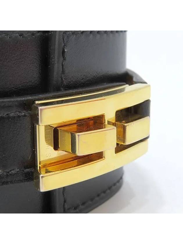 Black leather gold plated drag bracelet - HERMES - BALAAN 5