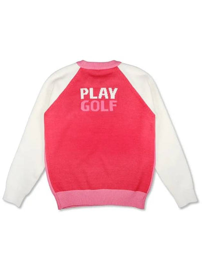 COMBINATION CREW NECK Color combination smile knit sweaterPINK - MONBIRDIE GOLF - BALAAN 2