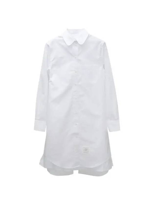 Solid Poplin Pleated Back Shirt Mini Dress White - THOM BROWNE - BALAAN 1
