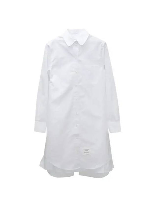 Solid Poplin Pleated Back Shirt Mini Dress White - THOM BROWNE - BALAAN 1