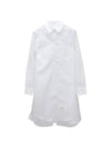 Solid Poplin Pleated Back Shirt Mini Dress White - THOM BROWNE - BALAAN 1