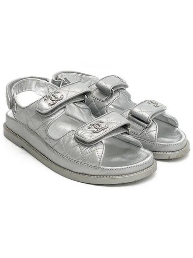 21C Velcro Sandals 37 Silver 2ET1921 - CHANEL - BALAAN 1