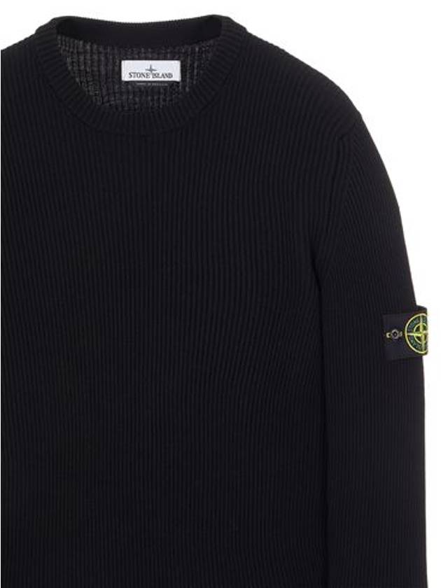 Wappen Patch Crew Neck Ribbed Wool Knit Top Charcoal - STONE ISLAND - BALAAN 4