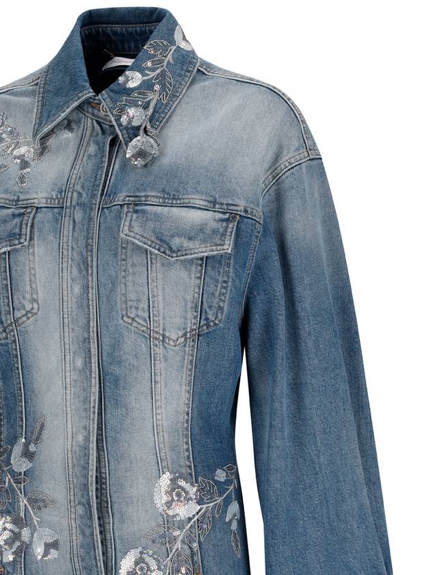 WOMEN'S DENIM / FLOWERS JACKET IN BLUE COLOR - BLUMARINE - BALAAN 3