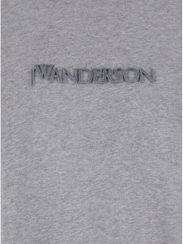 Grey Crewneck T-Shirt With Logo Embroidery On The Front In Cotton Man - JW ANDERSON - BALAAN 3