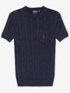 Embroidered Pony Pocket Knit Top Navy - POLO RALPH LAUREN - BALAAN 3