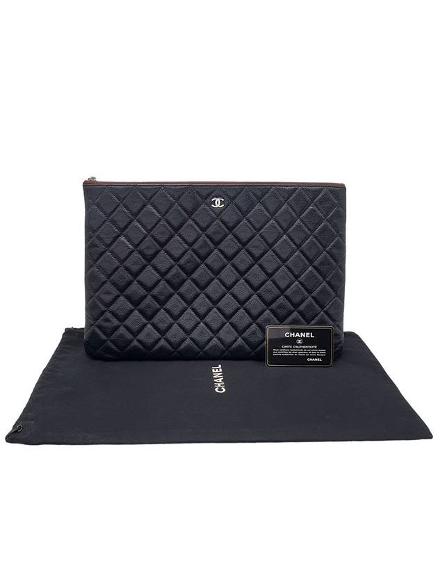 A82552 Caviar Skin Classic COCO Silver Logo Large Clutch - CHANEL - BALAAN 9