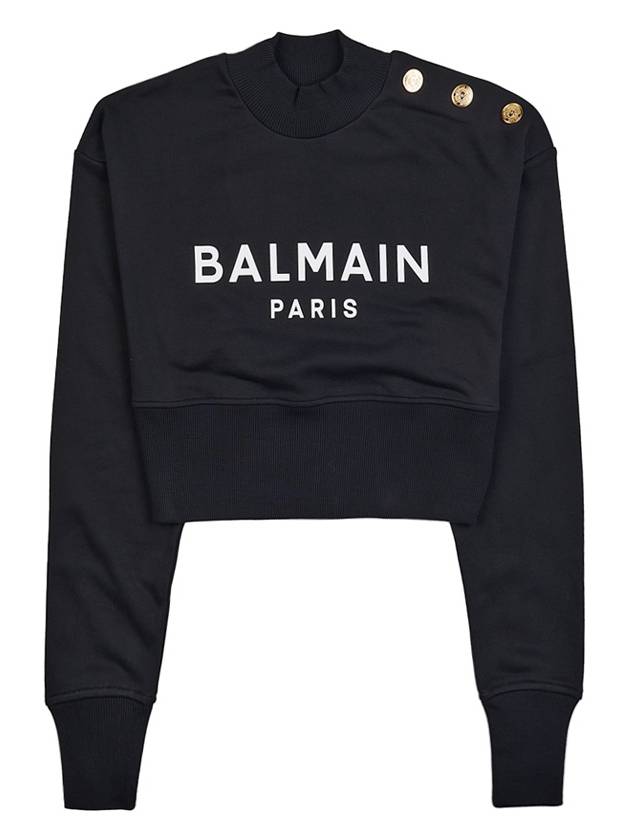 Logo Print Crop Sweatshirt Black - BALMAIN - BALAAN 11