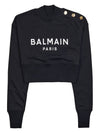 Logo Print Crop Sweatshirt Black - BALMAIN - BALAAN 2