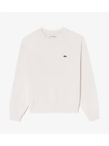 Women s Basic Crew Neck Sweatshirt Cream - LACOSTE - BALAAN 1