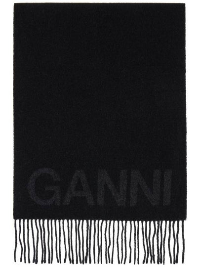 Logo Fringe Muffler Black - GANNI - BALAAN 2