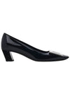 Buckle Patent Leather 45mm Square Toe Pumps Heel Black - ROGER VIVIER - BALAAN.