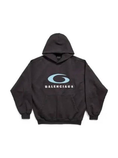 Logo Hoodie Washed Black - BALENCIAGA - BALAAN 2