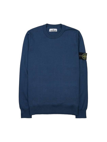 Logo Patch Knit Top Blue - STONE ISLAND - BALAAN 1