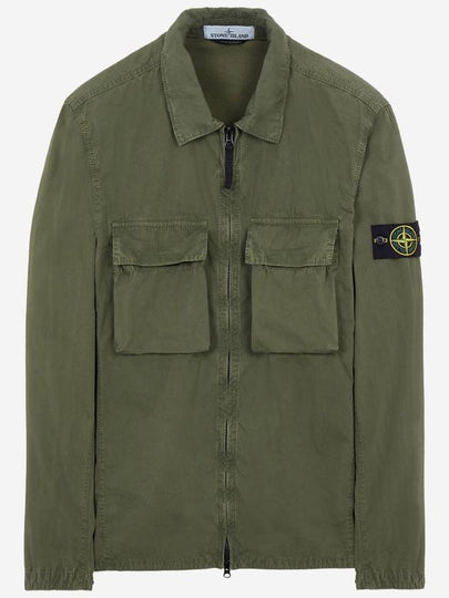 Front Pocket Wappen Patch Overshirt Zip-Up Jacket Khaki - STONE ISLAND - BALAAN 2