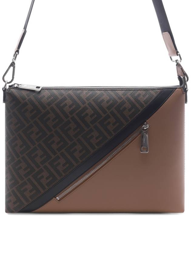 Men's FF Logo Diagonal Messenger Bag Brown - FENDI - BALAAN 2