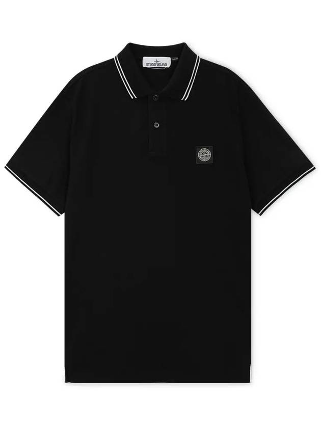 Logo Patch Polo Shirt Black - STONE ISLAND - BALAAN 4