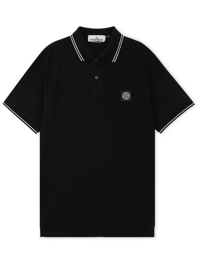 Logo Patch Polo Shirt Black - STONE ISLAND - BALAAN 2